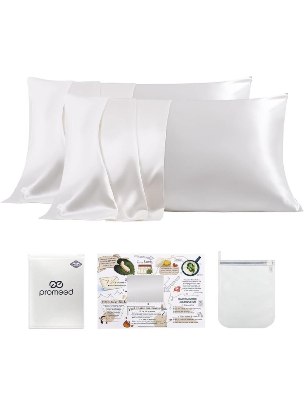 Luxury 23 Momme 100% Mulberry Silk Pillowcases - Soft & Smooth 2 Pack Standard
